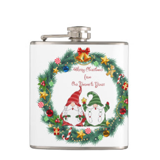 Merry Christmas from Our Gnome to Yours on a Flask