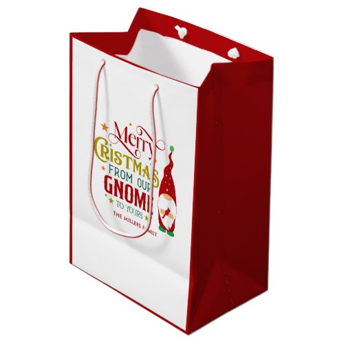 Merry Christmas From Our Gnome to Yours Retro Text Medium Gift Bag