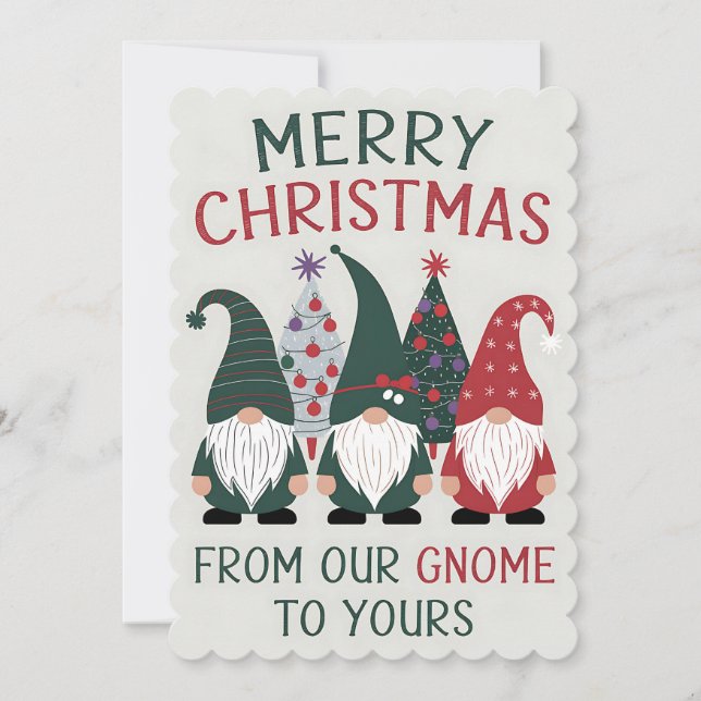 Merry Christmas From Our Gnome To Yours Xmas Invitation (Front)