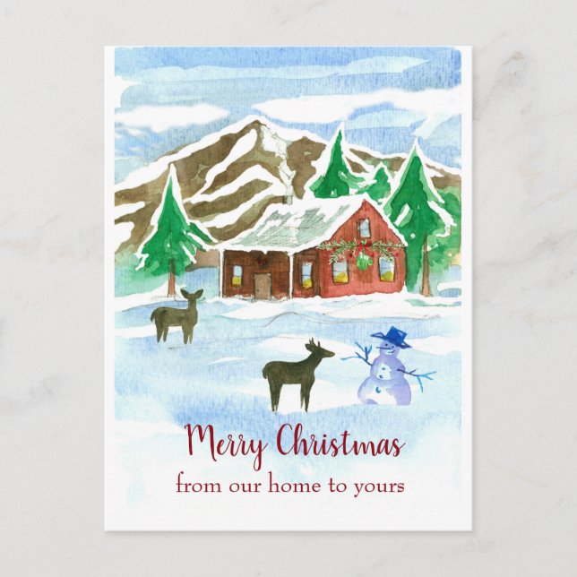 Merry Christmas From Our Home To Yours Deer Postcard (Front)
