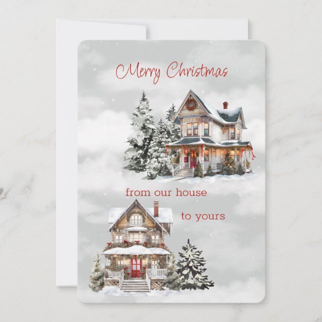 Merry Christmas From Our House to Yours Victorian Holiday Card (Front)