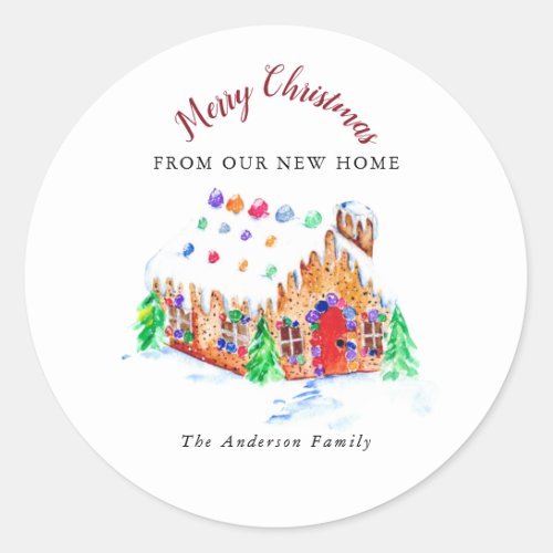 Merry Christmas from our New Home Moving Address  Classic Round Sticker