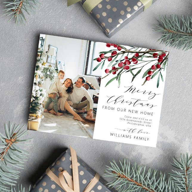 Merry Christmas from our New Home Photo Moving Announcement Postcard (Creator Uploaded)