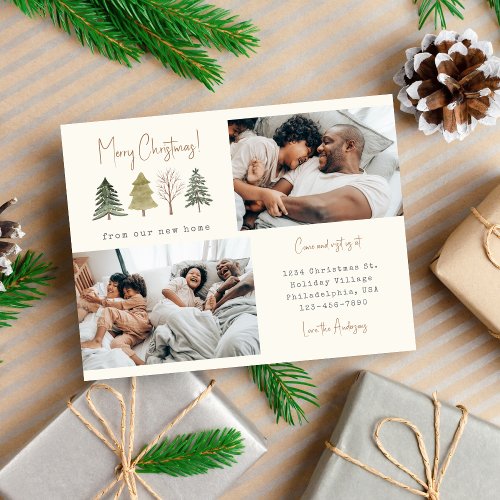 Merry Christmas from our New Home Pine Trees Photo Announcement Postcard