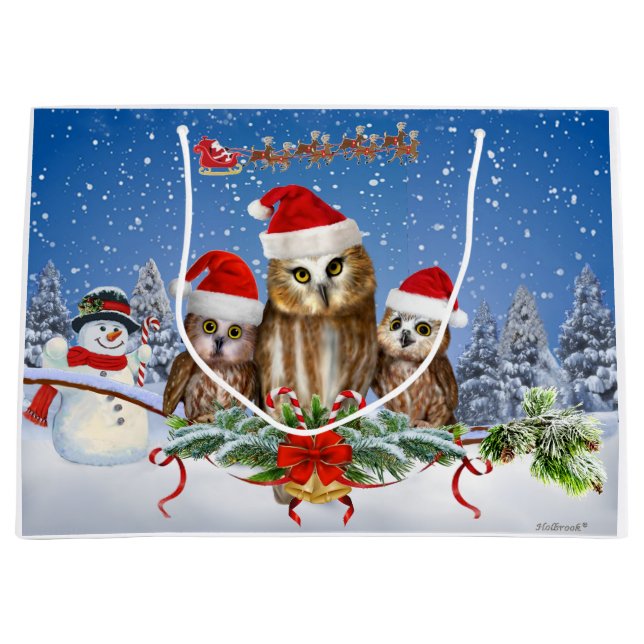 MERRY CHRISTMAS FROM OWL OF US! LARGE GIFT BAG (Front)