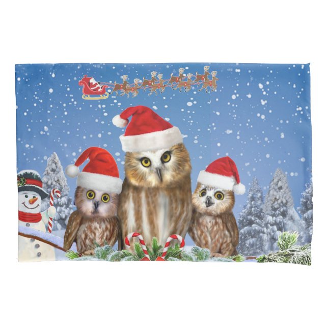 MERRY CHRISTMAS FROM OWL OF US! PILLOWCASE (Front)