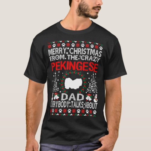 Merry Christmas From Pekingese Dad Gift T_Shirt