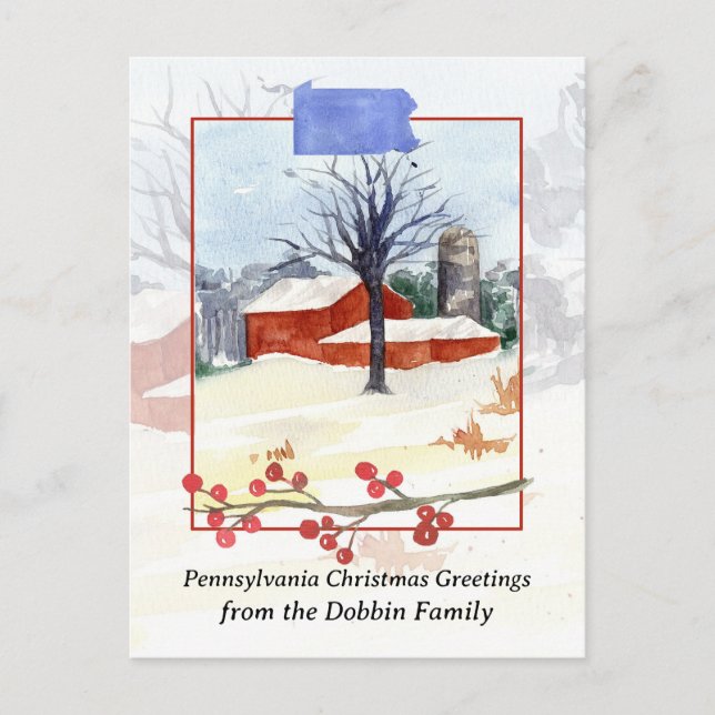 Merry Christmas from Pennsylvania Barn Personalize Holiday Postcard (Front)