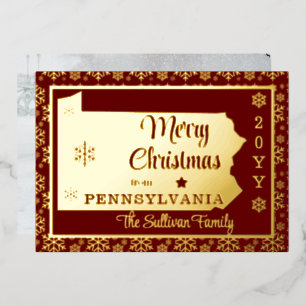 Merry Christmas from Pennsylvania State Photo Foil Holiday Card