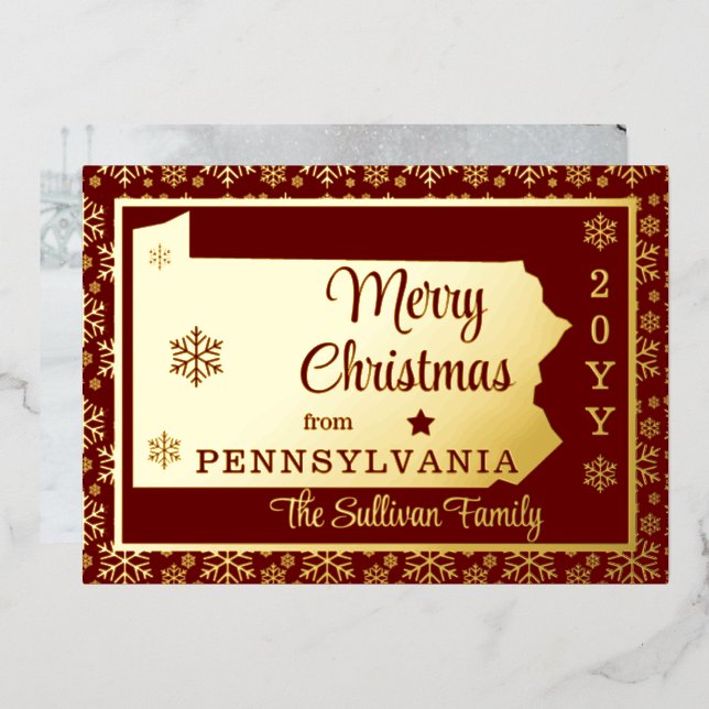 Merry Christmas from Pennsylvania State | Photo Foil Holiday Card (Front/Back)