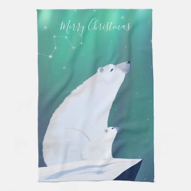 Merry Christmas From Polar-Bears  Kitchen Towel (Vertical)