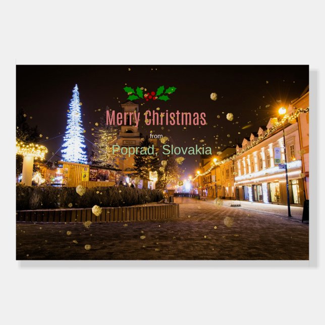 Merry Christmas from Poprad, Slovakia Foam Board (Back)