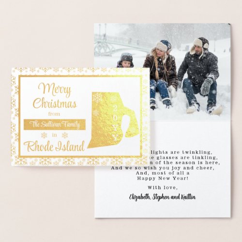 Merry Christmas from Rhode Island State Photo Foil Card