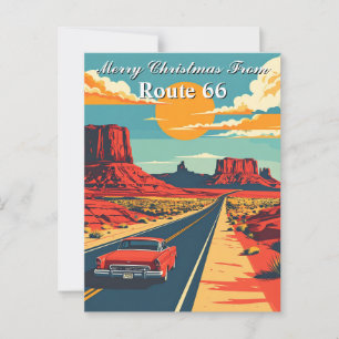 Merry Christmas from Route 66 Retro Road Trip Postcard