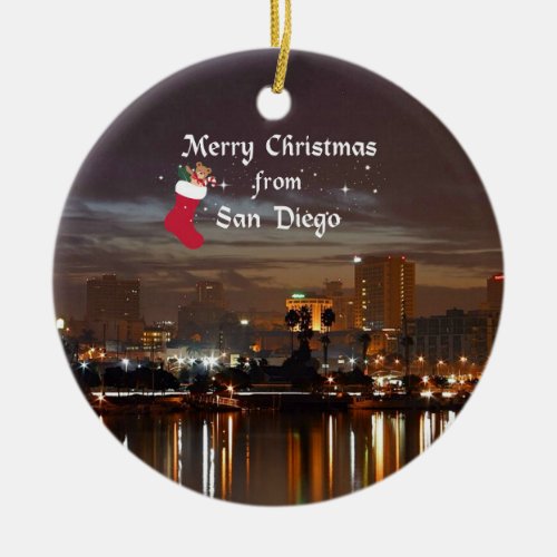 Merry Christmas from San Diego Ceramic Ornament