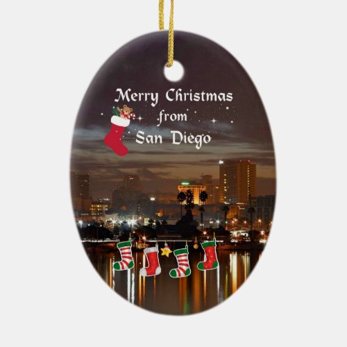 Merry Christmas from San Diego Ceramic Ornament