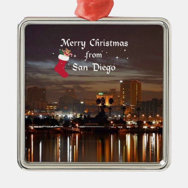 Merry Christmas from San Diego Metal Ornament (Front)