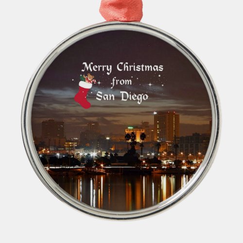 Merry Christmas from San Diego Metal Ornament