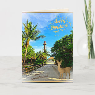 Merry Christmas from Sanibel Island FL Lighthouse Holiday Card