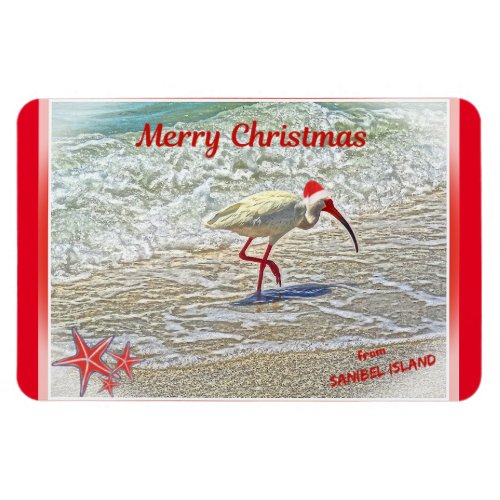 Merry Christmas from Sanibel Island FL White Ibis  Magnet