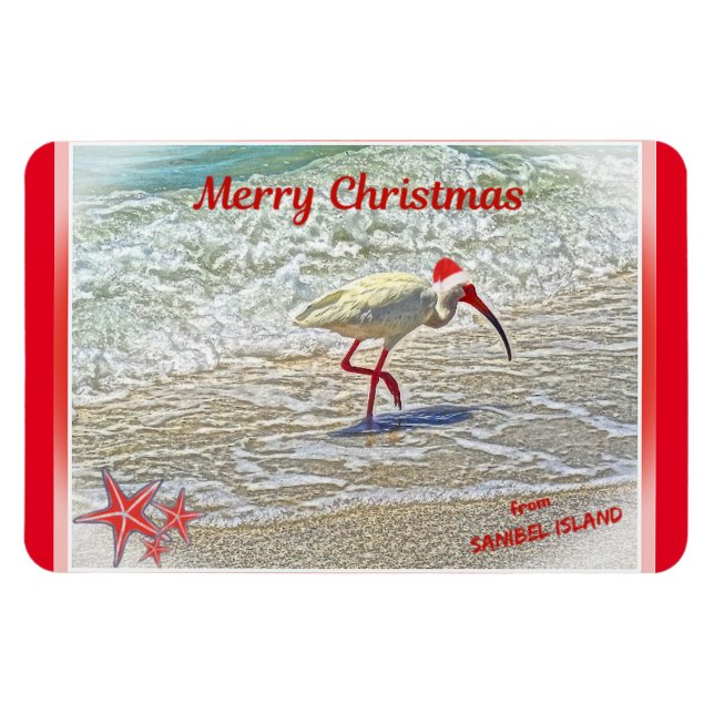 Merry Christmas from Sanibel Island FL White Ibis  Magnet (Horizontal)
