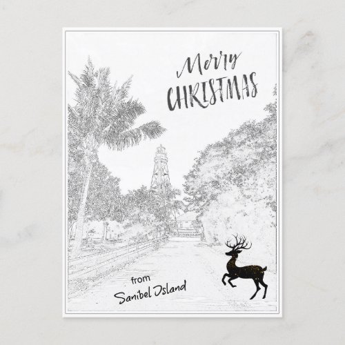 Merry Christmas from Sanibel Island Lighthouse FL Holiday Postcard