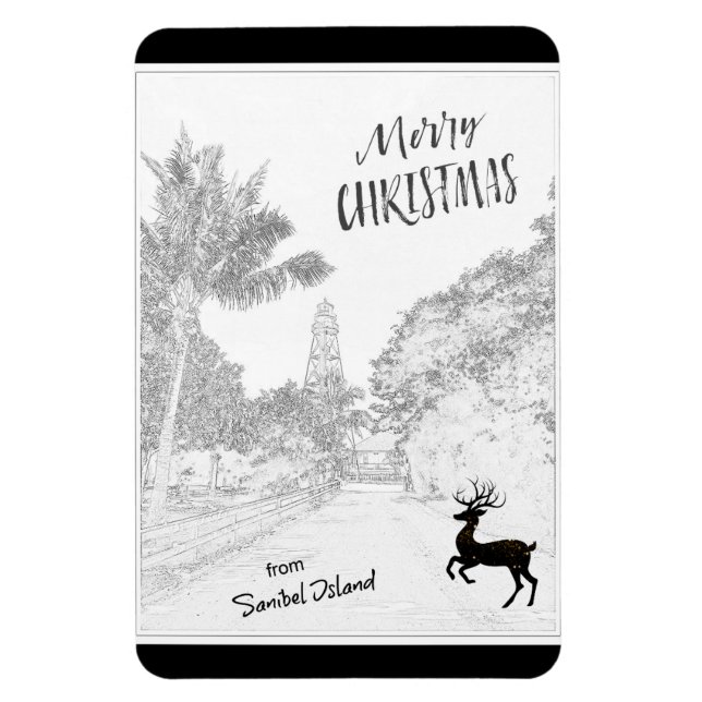 Merry Christmas from Sanibel Island Lighthouse FL Magnet (Vertical)