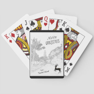 Merry Christmas from Sanibel Island Lighthouse FL Poker Cards