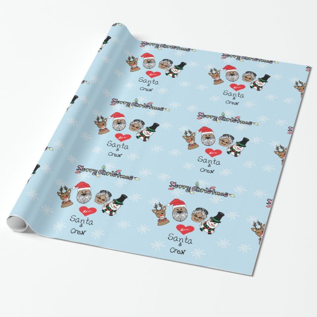 Merry Christmas from Santa and Friends Wrapping Paper (Unrolled)