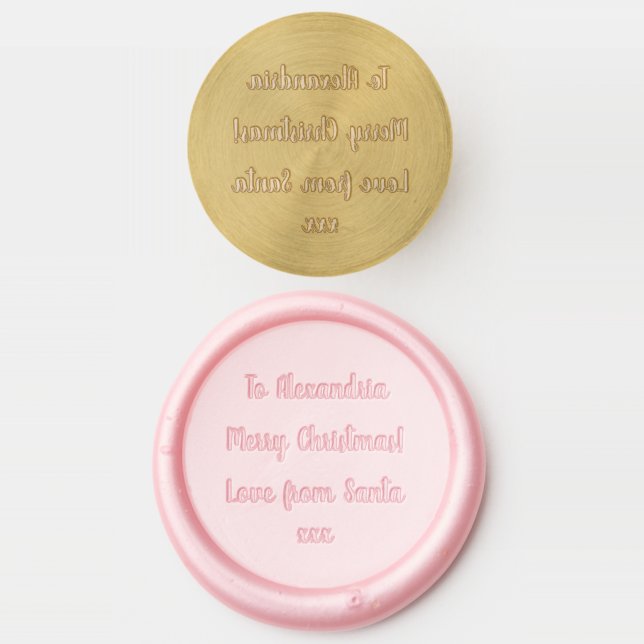 Merry Christmas From Santa Blush Pink Wax Seal Stamp (Stamped)