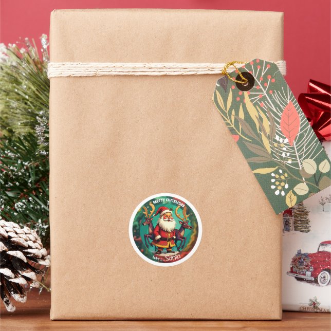 Merry Christmas from santa Classic Round Sticker (Holiday)