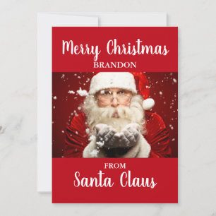 Merry Christmas From Santa Claus ADD NAME Holiday Card