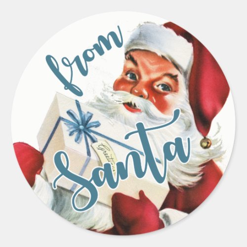 Merry Christmas  From Santa Claus Classic Round Sticker