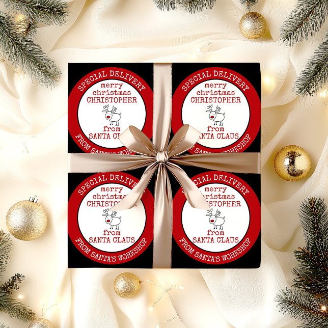 Merry Christmas from Santa Claus Custom Wrapping Paper (Special delivery from Santas Workshop christmas wrapping paper)