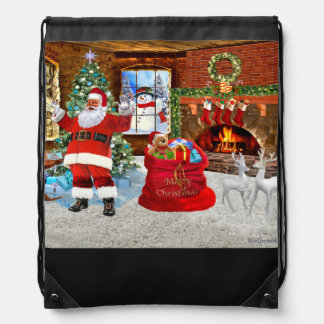 Merry Christmas from Santa Claus Drawstring Bag