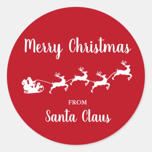 Merry Christmas From Santa Claus Red Classic Round Sticker