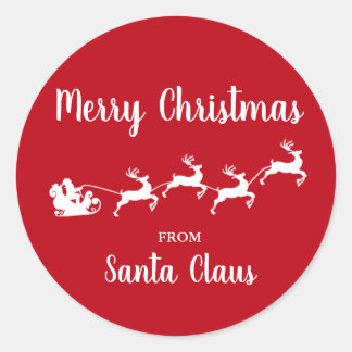 Merry Christmas From Santa Claus Red Classic Round Sticker