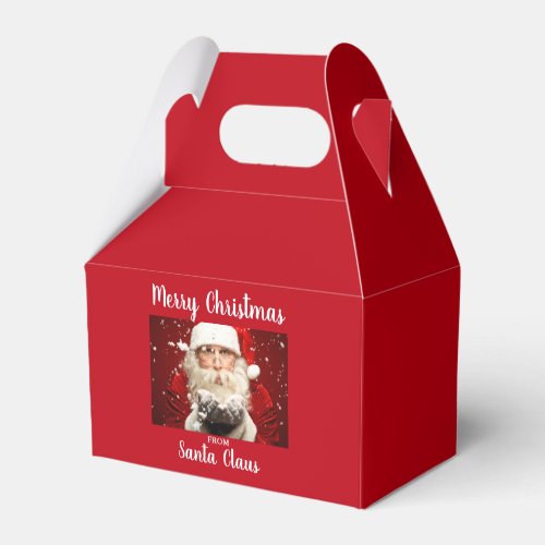 Merry Christmas From Santa Claus Red Gable Favor Boxes