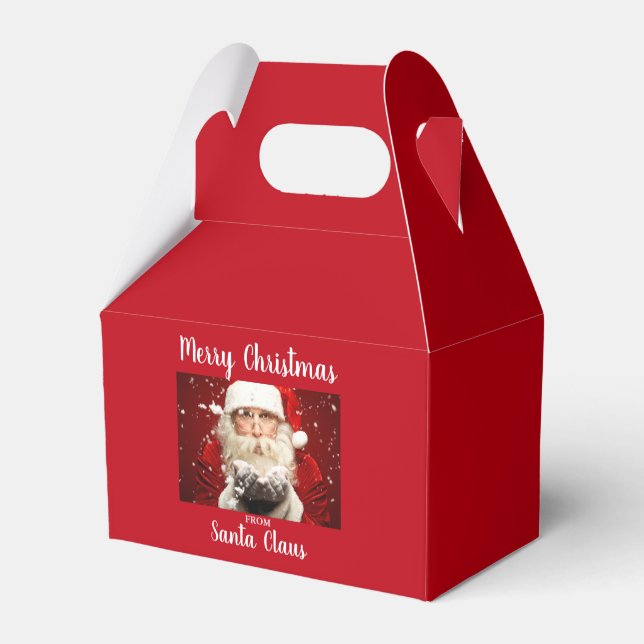 Merry Christmas From Santa Claus Red Gable Favor Boxes (Front Side)