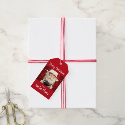 Merry Christmas From Santa Claus Red Gift Tags