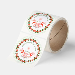 Merry Christmas from Santa Festive Reindeer Holly Classic Round Sticker