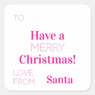 Merry Christmas From Santa Hot Pink gift tag