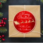 Merry Christmas From Santa Reindeer Sleight Red Classic Round Sticker