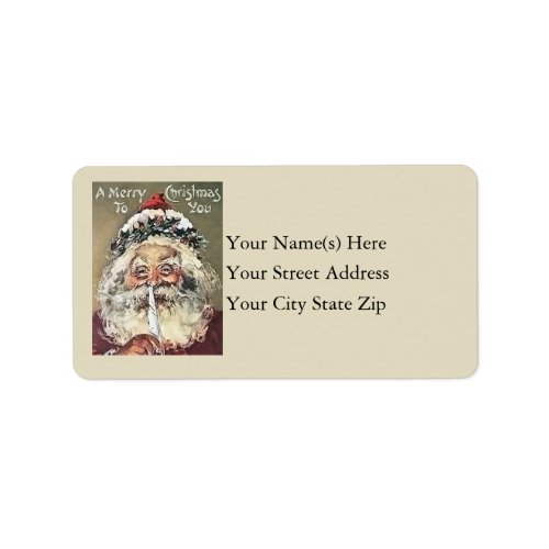 Merry Christmas From Santa Vintage Address Label