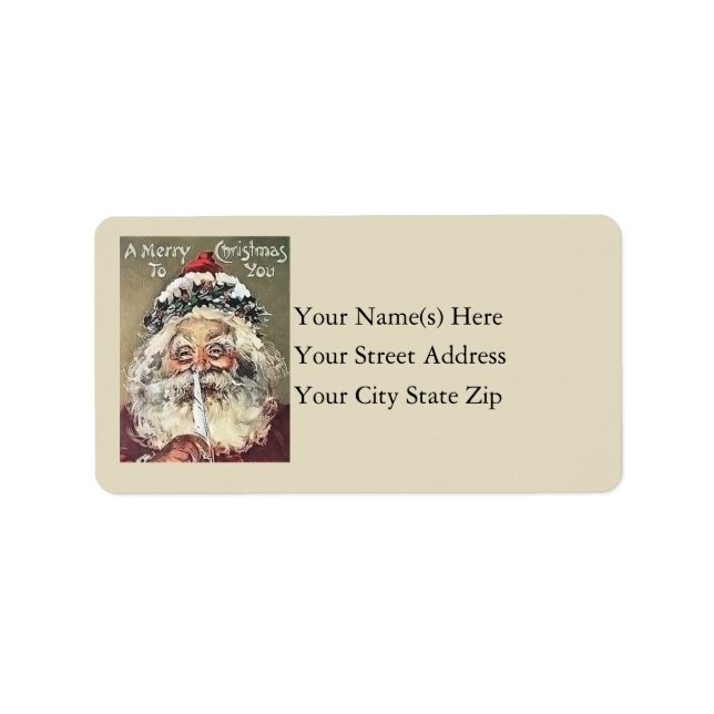 Merry Christmas From Santa Vintage Address Label (Front)
