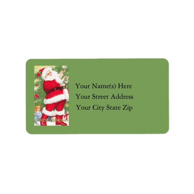 Merry Christmas From Santa Vintage Address Label (Front)