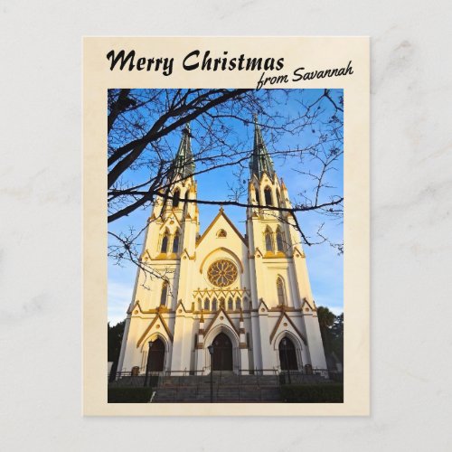 Merry Christmas from Savannah Cathedral of St John Holiday Postcard