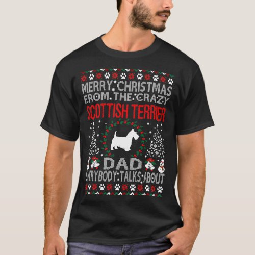 Merry Christmas From Scottish Terrier Dad Gift T_Shirt