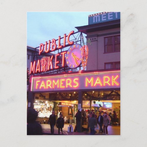 Merry Christmas from Seattle Pike Place Market Holiday Postcard