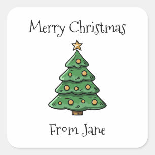 Merry Christmas from Simple Minimalist Tree Square Sticker